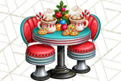 Christmas Retro Diner Clipart PNG 1950s Holiday Food & Decor Product Image 2