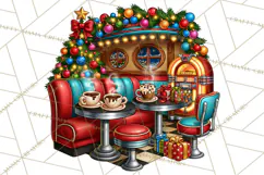 Christmas Retro Diner Clipart PNG 1950s Holiday Food & Decor Product Image 3