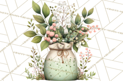 Mint Cottagecore Kitchen Clipart, Vintage Country Floral Png Product Image 2
