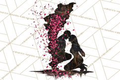 Romantic Couple Silhouettes, Rose Cutout PNG, Surreal Love Product Image 2