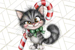 Christmas Cat Clipart PNG, Funny Kitten Christmas Product Image 3