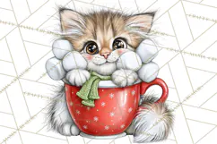 Christmas Cat Clipart PNG, Funny Kitten Christmas Product Image 4