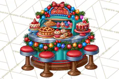 Christmas Retro Diner Clipart PNG 1950s Holiday Food & Decor Product Image 4
