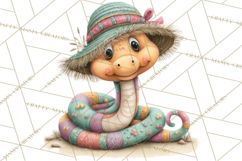 Cute Snake Clipart Pastel Reptile PNG Product Image 3