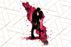 Romantic Couple Silhouettes, Rose Cutout PNG, Surreal Love Product Image 3