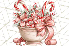 Peppermint Christmas Treasures Clipart PNG, Candy Cane Product Image 4