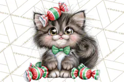 Christmas Cat Clipart PNG, Funny Kitten Christmas Product Image 3