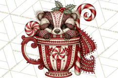 Whimsical Peppermint Animal PNG Christmas Clipart Product Image 4