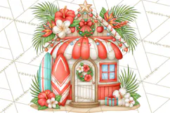Tropical Christmas Village Clipart PNG, Christmas Village Product Image 3