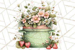 Mint Cottagecore Kitchen Clipart, Vintage Country Floral Png Product Image 2