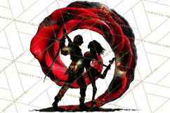 Romantic Couple Silhouettes, Rose Cutout PNG, Surreal Love Product Image 2