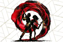 Romantic Couple Silhouettes, Rose Cutout PNG, Surreal Love Product Image 2