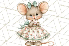 Christmas Mouse Clipart, Pastel Holiday Mice PNG, Nursery Product Image 3