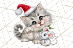 Christmas Cat Clipart PNG, Funny Kitten Christmas Product Image 5