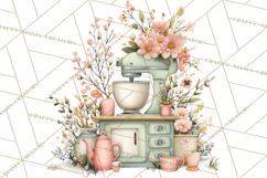 Mint Cottagecore Kitchen Clipart, Vintage Country Floral Png Product Image 4
