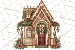 Vintage Christmas Homes Clipart, Christmas House PNG Product Image 5