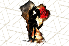 Romantic Couple Silhouettes, Rose Cutout PNG, Surreal Love Product Image 4