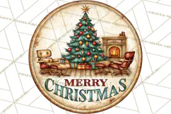 Mid Century Christmas Vintage Signs | Round Door Sign Design Product Image 2