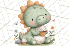 Cute Summer Dinosaur Clipart Sweet Treat Dino PNG Product Image 5