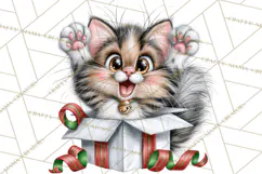 Christmas Cat Clipart PNG, Funny Kitten Christmas Product Image 2