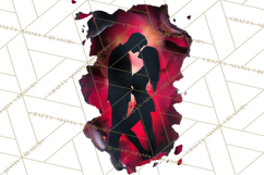 Romantic Couple Silhouettes, Rose Cutout PNG, Surreal Love Product Image 2