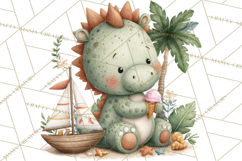 Cute Summer Dinosaur Clipart Sweet Treat Dino PNG Product Image 2