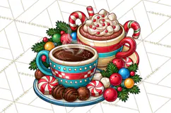 Cocoa Christmas Clipart, Chocolate Coffee Holiday PNG Product Image 3