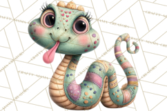 Cute Snake Clipart Pastel Reptile PNG Product Image 2