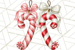Peppermint Christmas Treasures Clipart PNG, Candy Cane Product Image 3
