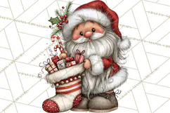 Santa Christmas Clipart, Cute Whimsical Santa PNG, Christmas Product Image 3