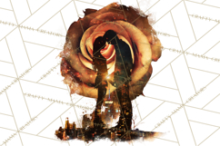 Romantic Couple Silhouettes, Rose Cutout PNG, Surreal Love Product Image 3