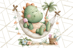 Cute Summer Dinosaur Clipart Sweet Treat Dino PNG Product Image 3