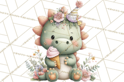 Cute Summer Dinosaur Clipart Sweet Treat Dino PNG Product Image 5