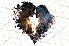 Romantic Couple Silhouettes, Rose Cutout PNG, Surreal Love Product Image 5