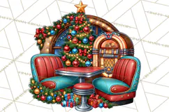 Christmas Retro Diner Clipart PNG 1950s Holiday Food & Decor Product Image 5