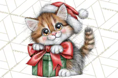 Christmas Cat Clipart PNG, Funny Kitten Christmas Product Image 2