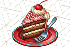 Christmas Retro Diner Clipart PNG 1950s Holiday Food & Decor Product Image 2