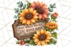 Inspirational Farmhouse Sunflower Clipart PNG Product Image 3