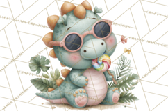 Cute Summer Dinosaur Clipart Sweet Treat Dino PNG Product Image 2