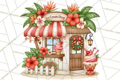 Tropical Christmas Village Clipart PNG, Christmas Village Product Image 4