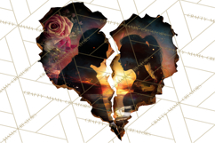 Romantic Couple Silhouettes, Rose Cutout PNG, Surreal Love Product Image 3