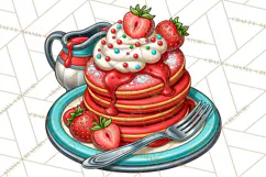 Christmas Retro Diner Clipart PNG 1950s Holiday Food & Decor Product Image 3