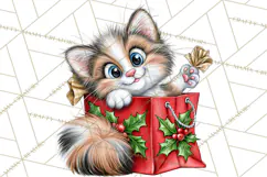Christmas Cat Clipart PNG, Funny Kitten Christmas Product Image 4