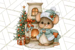 Christmas Mouse Clipart, Pastel Holiday Mice PNG, Nursery Product Image 4