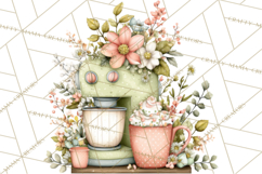 Mint Cottagecore Kitchen Clipart, Vintage Country Floral Png Product Image 3