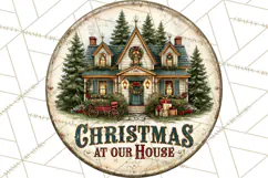 Mid Century Christmas Vintage Signs | Round Door Sign Design Product Image 5