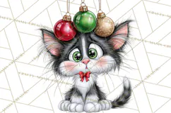 Christmas Cat Clipart PNG, Funny Kitten Christmas Product Image 5