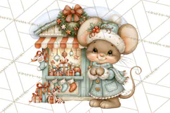 Christmas Mouse Clipart, Pastel Holiday Mice PNG, Nursery Product Image 5