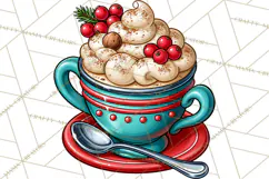 Christmas Retro Diner Clipart PNG 1950s Holiday Food & Decor Product Image 4