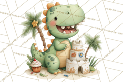 Cute Summer Dinosaur Clipart Sweet Treat Dino PNG Product Image 4